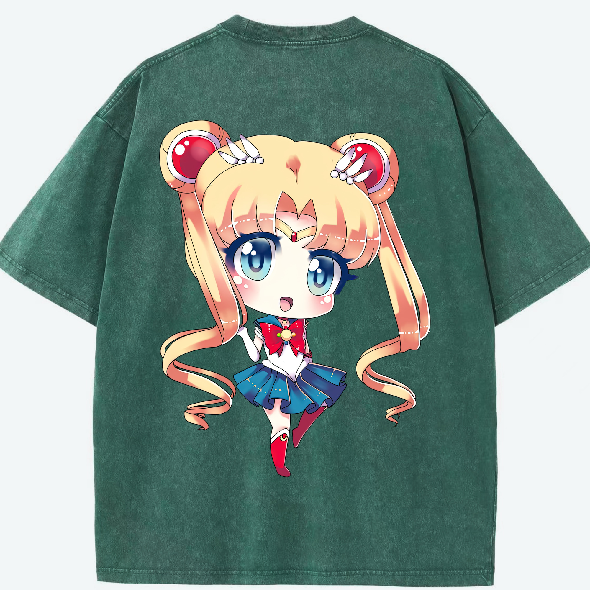 （画像用） 美少女戦士セーラームーン 月野 うさぎ つきの うさぎ Sailor Moon Tsukino Usagi 綿100% ヴィンテージ風 半袖Tシャツ（背面プリント）